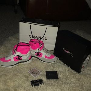 Pink neon Chanel sneakers